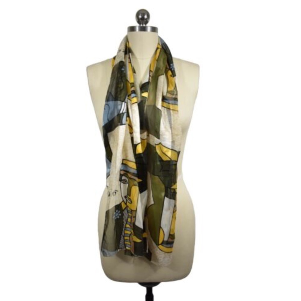 Pablo Picasso Scarf Blue Rectangle Man Flower